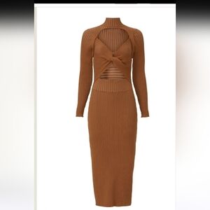 AMUR Brown Long Sleeve Knit Dress